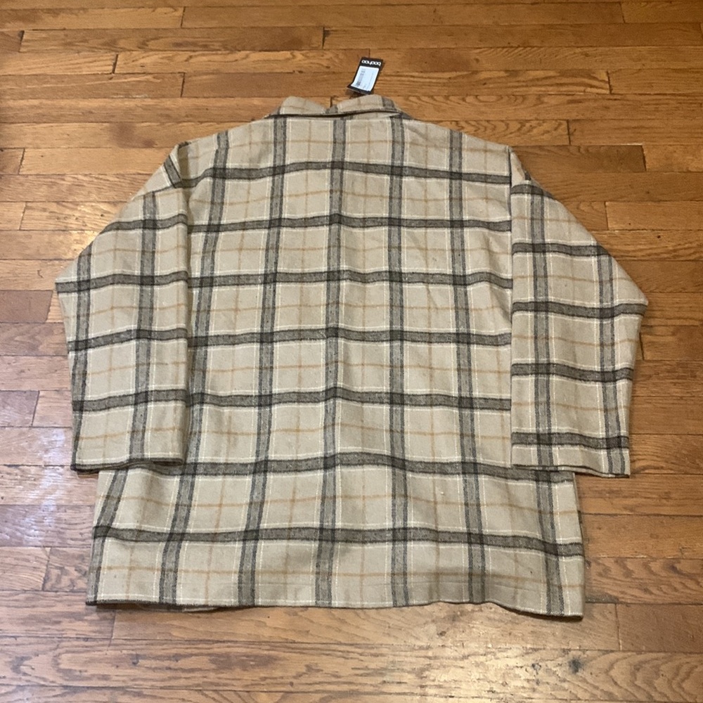 BOOHOO PLUS TONAL CHECK OVERSIZED BOYFRIEND SHACKET Size 14 - Picture 7 of 7